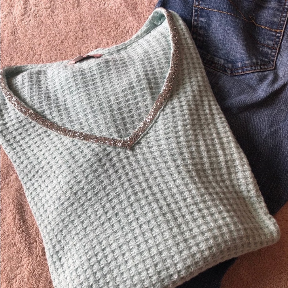 Juicy Couture blue sweater with bling collar